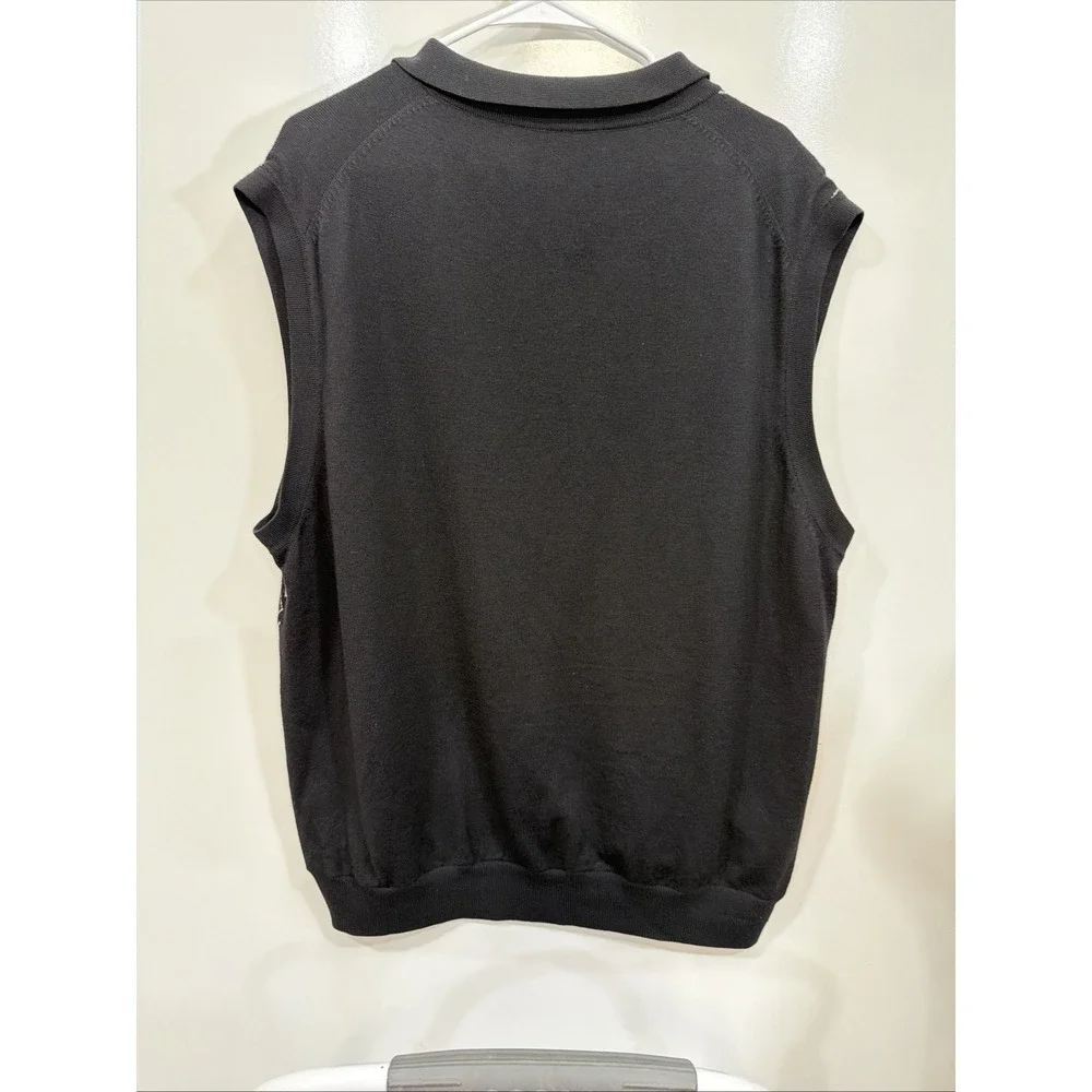 Fairway & Greene Italian Merino Wool Black 1/4 Zip Golf Sweater Wind Vest XL